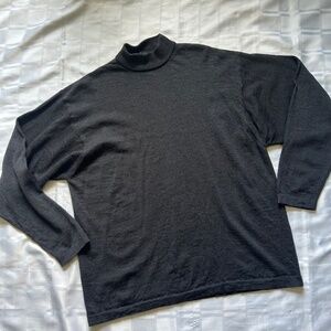 Wayne Gretzky Merino Wool Dark Grey Mockneck Long Sleeve Sweater